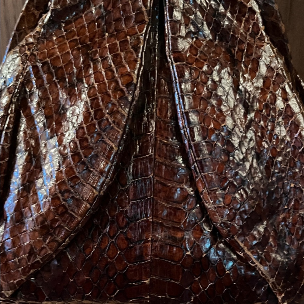 Vintage 1950s Genuine Python Leather Evening Bag … - image 3